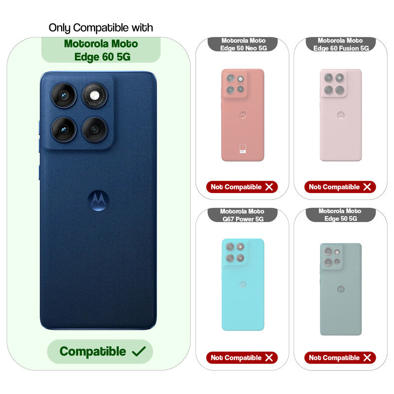Compatibility comparison image showing Motorola Moto Edge 60 5G supported, while other models are not compatible.