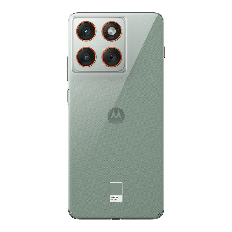 Back view of Motorola Moto Edge 70 5G showing camera module and clean rear design with protective case