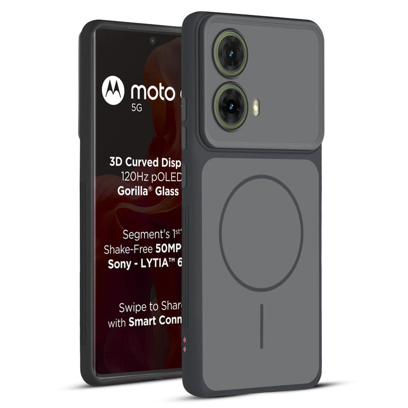 Full protective dual tone Black silicone case for Motorola Moto G85 5G showing front and back design coverage