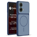 Full protective dual tone Blue silicone case for Motorola Moto G85 5G showing front and back design coverage