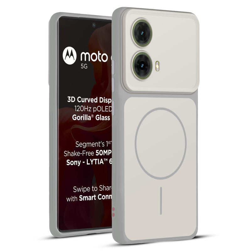 Full protective dual tone White silicone case for Motorola Moto G85 5G showing front and back design coverage