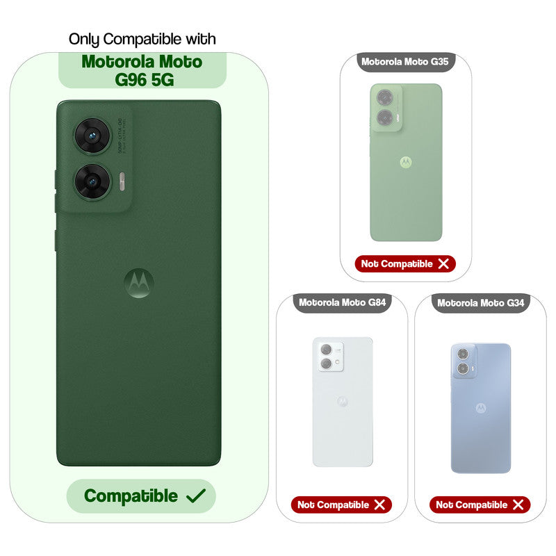 Compatibility comparison image showing Motorola Moto G96 5G supported, while other models are not compatible.