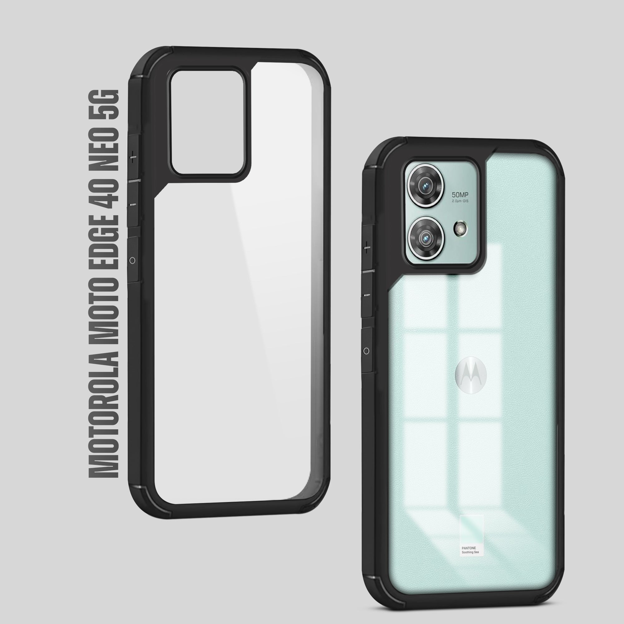 Silicone Frame Transparent Hard Back Cover for Motorola Edge 40 Neo 5G