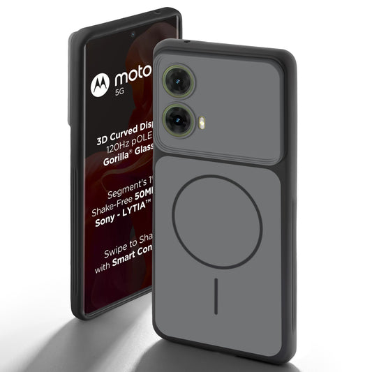 Dual Tone Silicone Back Cover Case With Metal Like Buttons For Motorola Moto G85 5G