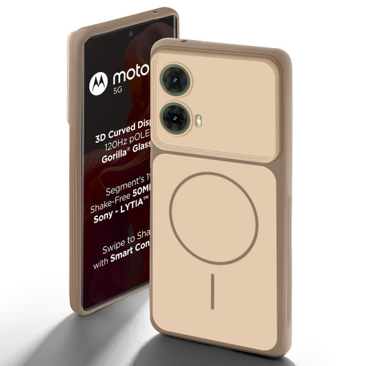 Dual Tone Silicone Back Cover Case With Metal Like Buttons For Motorola Moto G85 5G