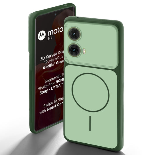 Dual Tone Silicone Back Cover Case With Metal Like Buttons For Motorola Moto G85 5G