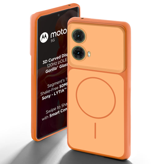 Dual Tone Silicone Back Cover Case With Metal Like Buttons For Motorola Moto G85 5G