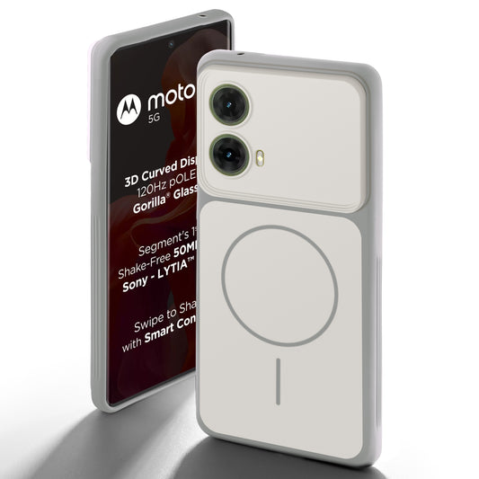 Dual Tone Silicone Back Cover Case With Metal Like Buttons For Motorola Moto G85 5G