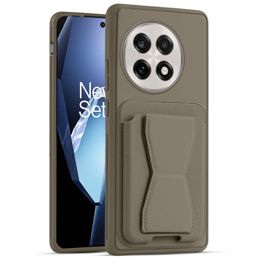 All in One Premium Leather Back Cover for Oneplus 13R 5G with Card Slot & Foldable Grip Holder