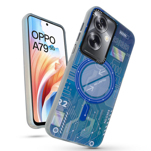 Futuristic Rainbow Effect Circuit Print Hard Back Cover For Oppo A79 5G