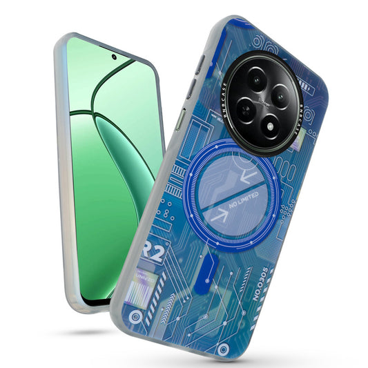 Futuristic Rainbow Effect Circuit Print Hard Back Cover For Realme 12X 5G