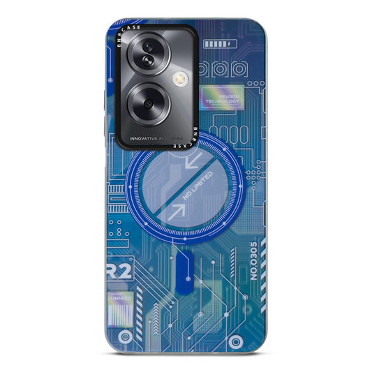 Futuristic Rainbow Effect Circuit Print Hard Back Cover For Oppo A79 5G
