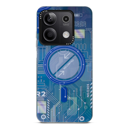Futuristic Rainbow Effect Circuit Print Hard Back Cover For Redmi Note 13 5G