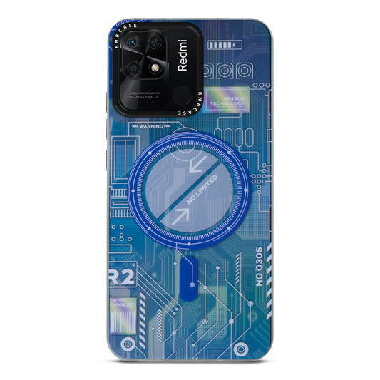 Futuristic Rainbow Effect Circuit Print Hard Back Cover For Redmi 10C