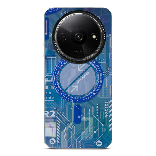 Futuristic Rainbow Effect Circuit Print Hard Back Cover For Redmi A3 2024
