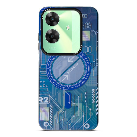 Futuristic Rainbow Effect Circuit Print Hard Back Cover For Realme C61