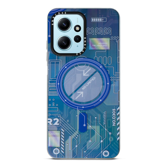 Futuristic Rainbow Effect Circuit Print Hard Back Cover For Redmi Note 12 4G