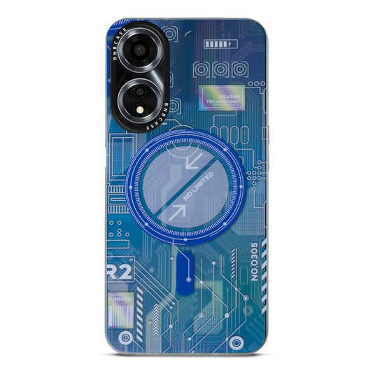 Futuristic Rainbow Effect Circuit Print Hard Back Cover For Oppo A78 5G