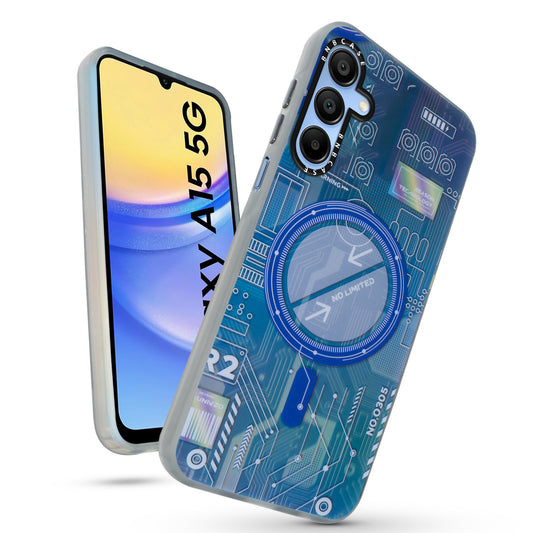 Colorful Reflective Circuit Prints Hard Back Protector Case For Samsung A15 5G
