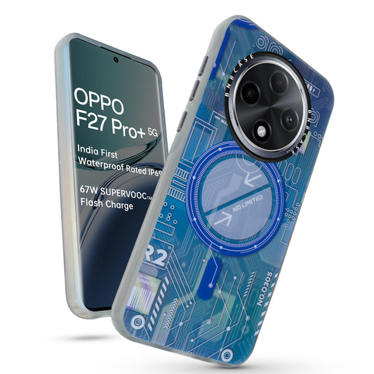 Colorful Reflective Circuit Prints Hard Back Protector Case For Oppo F27 Pro Plus 5G