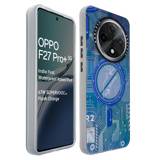 Colorful Reflective Circuit Prints Hard Back Protector Case For Oppo F27 Pro Plus 5G