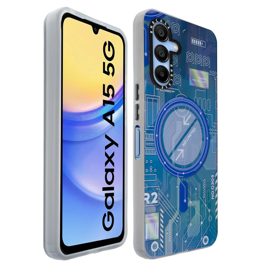 Colorful Reflective Circuit Prints Hard Back Protector Case For Samsung A15 5G