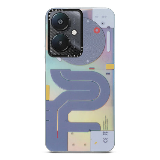 Futuristic Rainbow Effect Circuit Print Hard Back Cover For Redmi 13C 5G