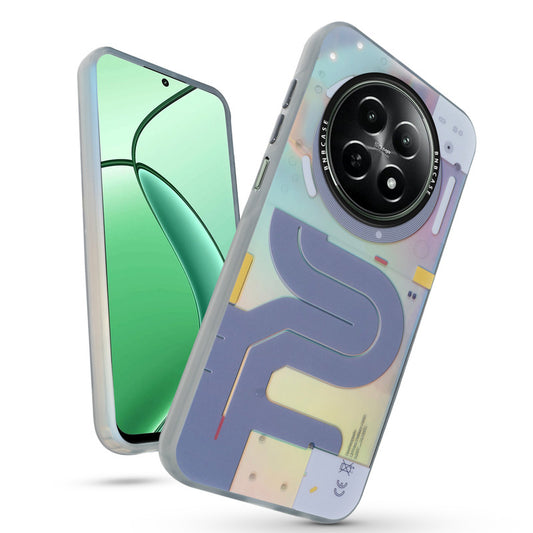 Futuristic Rainbow Effect Circuit Print Hard Back Cover For Realme 12X 5G