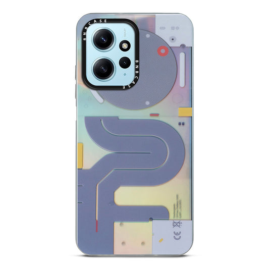 Futuristic Rainbow Effect Circuit Print Hard Back Cover For Redmi Note 12 4G