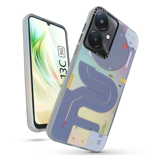 Futuristic Rainbow Effect Circuit Print Hard Back Cover For Redmi 13C 5G