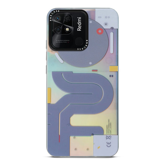 Futuristic Rainbow Effect Circuit Print Hard Back Cover For Redmi 10C
