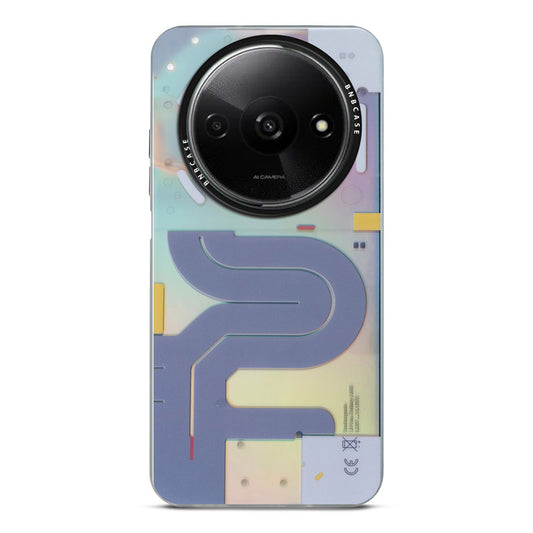 Futuristic Rainbow Effect Circuit Print Hard Back Cover For Redmi A3 2024