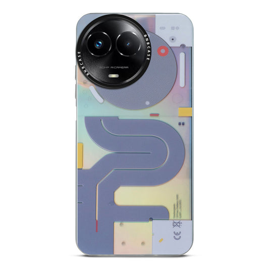 Futuristic Rainbow Effect Circuit Print Hard Back Cover For Realme C67 5G