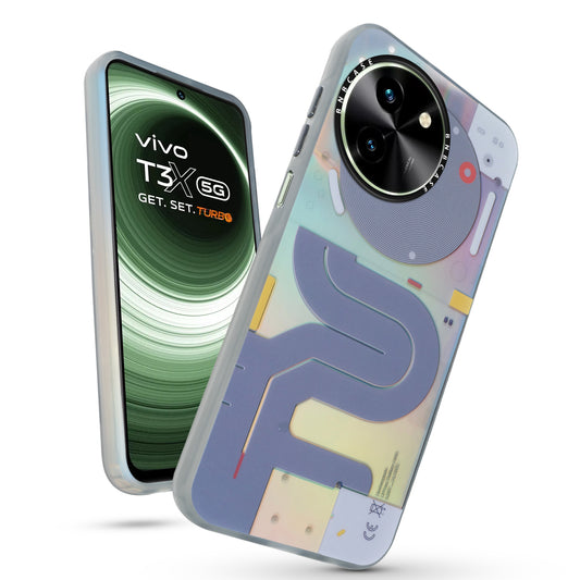 Colorful Reflective Circuit Prints Hard Back Protector Case For Vivo T3x 5G