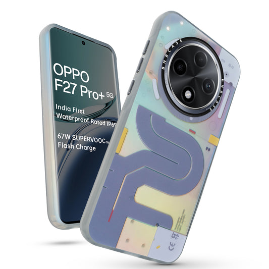 Colorful Reflective Circuit Prints Hard Back Protector Case For Oppo F27 Pro Plus 5G