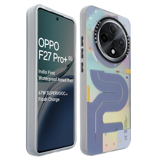 Colorful Reflective Circuit Prints Hard Back Protector Case For Oppo F27 Pro Plus 5G