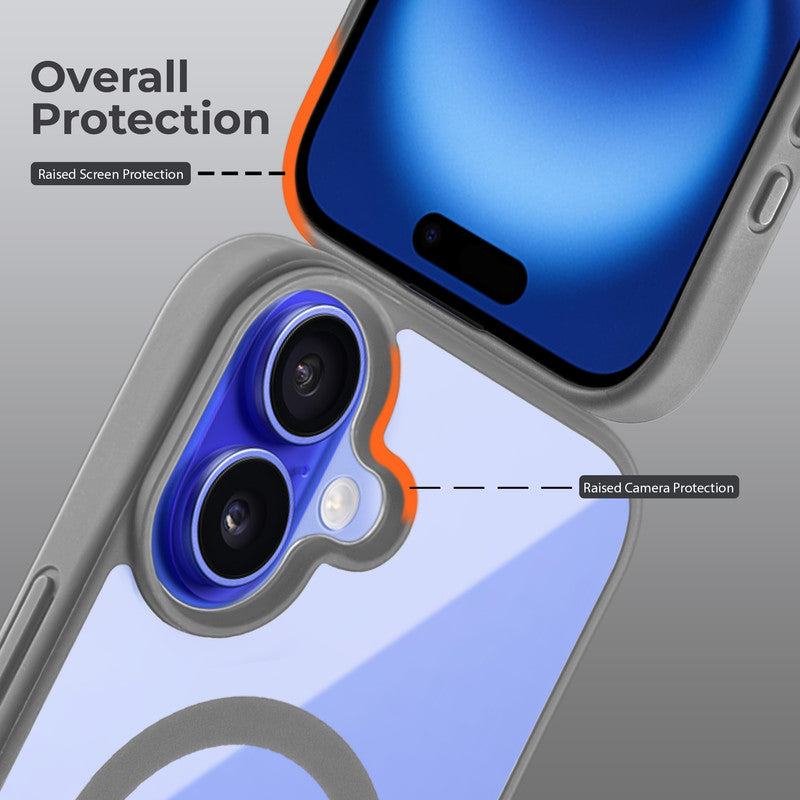 Wireless Charging Support Compatible Transparent Back with Soft Silicone Edge Back Cover For Apple iPhone 16 Plus