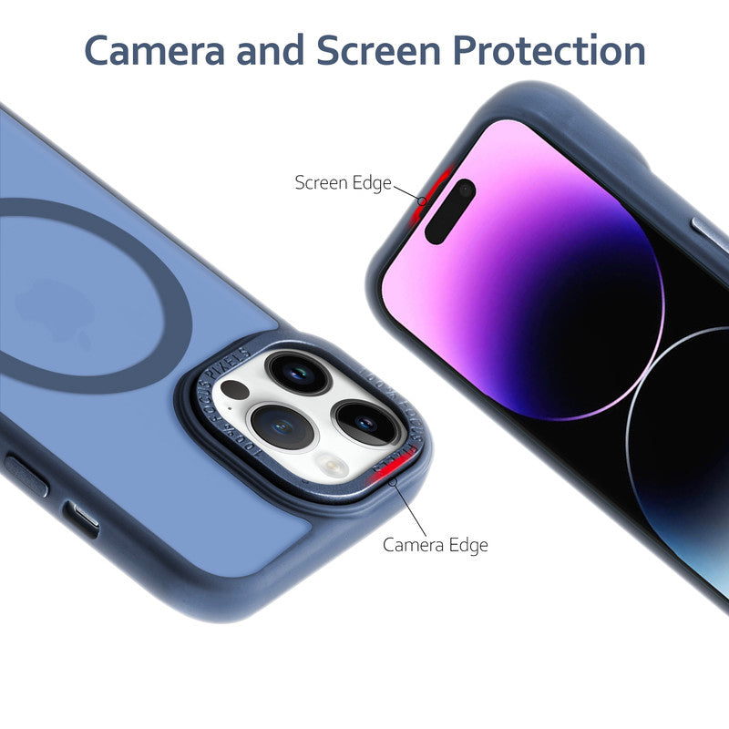 Semi-Transparent Hard Back & Wireless Charging Support Compatible With Kickstand Back Case For Apple iPhone 14 Pro Max