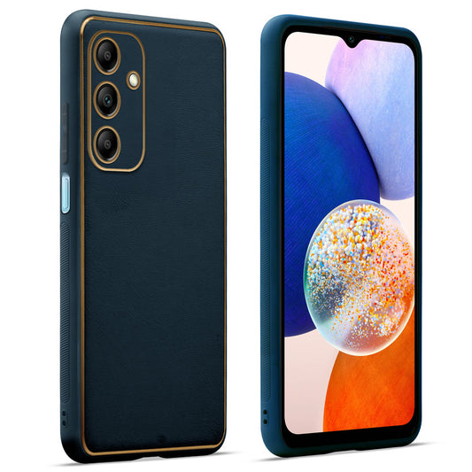 Premium Leather Texture Case with Gold Electroplated Border for Samsung A14 5G