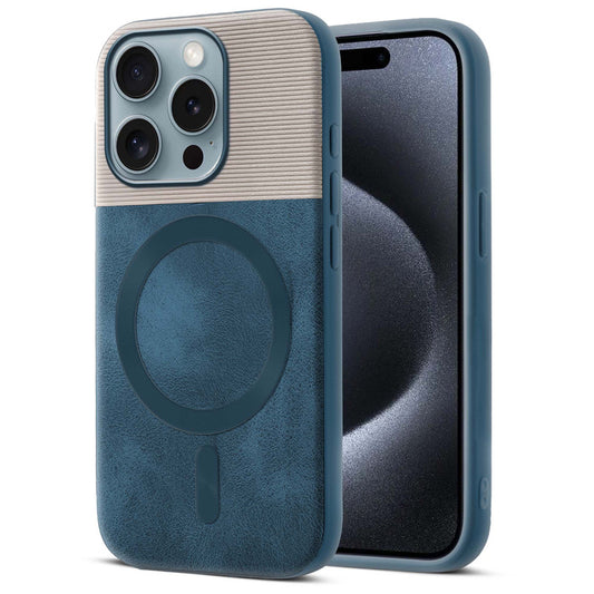 Smooth PU Leather Back Cover for Apple iPhone 15 Pro , MagSafe Support & Soft Fabric Inside