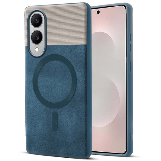 Smooth PU Leather Back Cover for Samsung S25 Edge 5G , MagSafe Support & Soft Fabric Inside