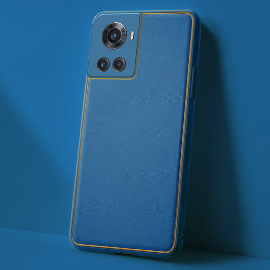 Electroplated Frame Leather Back Cover for OnePlus 10R 5G