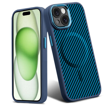 Premium Tech Weave Design With Wireless Charging Support Compatible Back Case For Apple iPhone 15 Plus