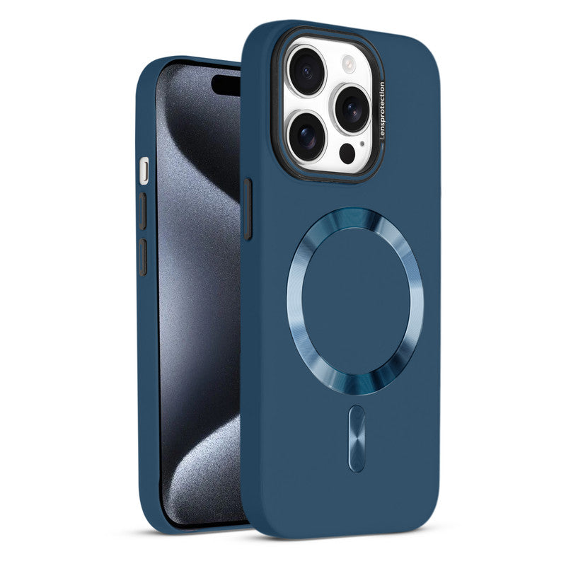 Smooth Silicone Finish Hard Back Wireless Charging Support Compatible Case for Apple iPhone 15 Pro With Camera Protection