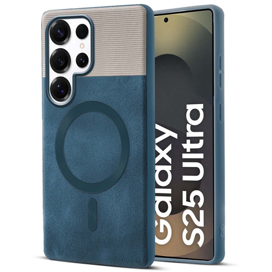 Smooth PU Leather Back Cover for Samsung S25 Ultra 5G , MagSafe Support & Soft Fabric Inside