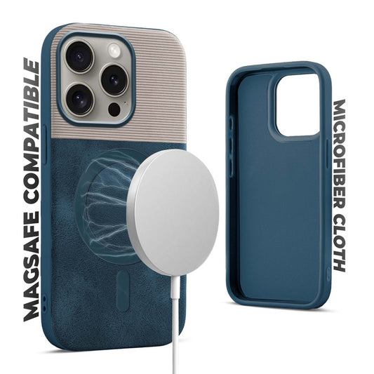 Smooth PU Leather MagSafe Back Cover for Apple iPhone 15 Pro Max