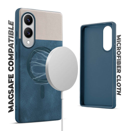 Smooth PU Leather Back Cover for Samsung S25 Edge 5G , MagSafe Support & Soft Fabric Inside