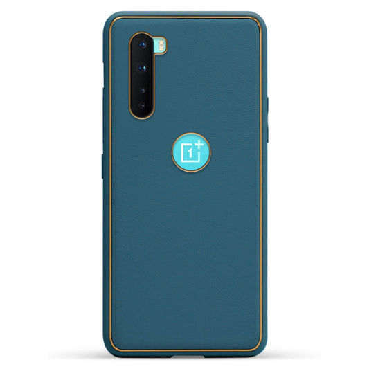 Electroplated Frame Leather Back Cover for OnePlus Nord 5G