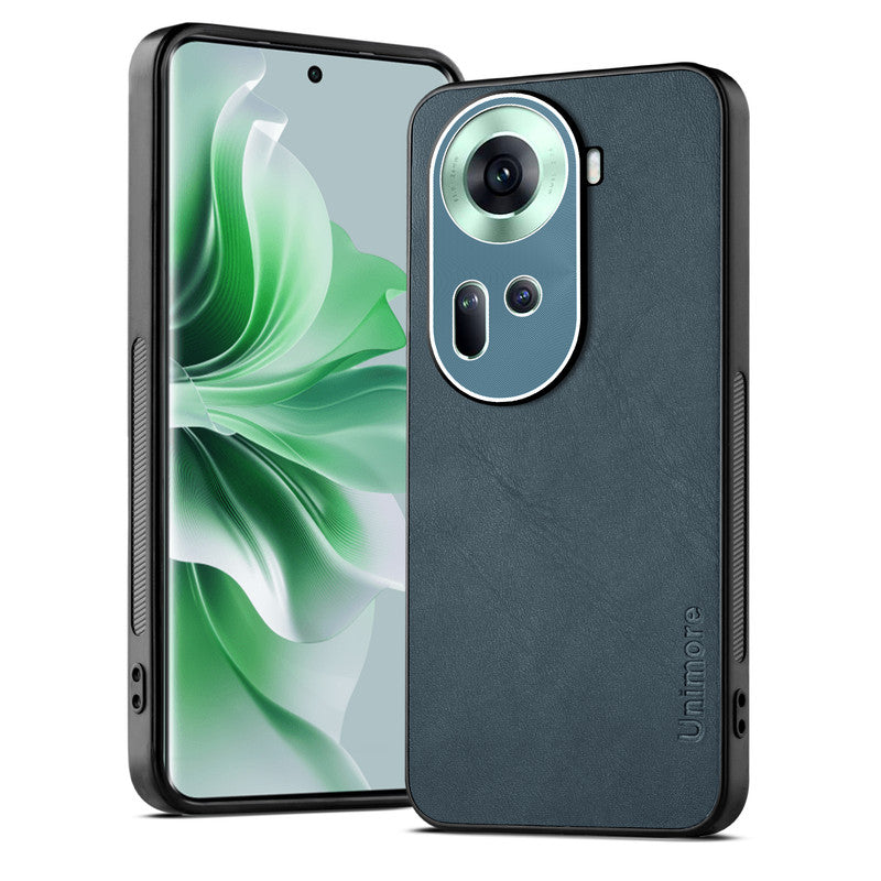 Unimore Leather Hard Case with Shiny Camera Protection For Oppo Reno 11 5G