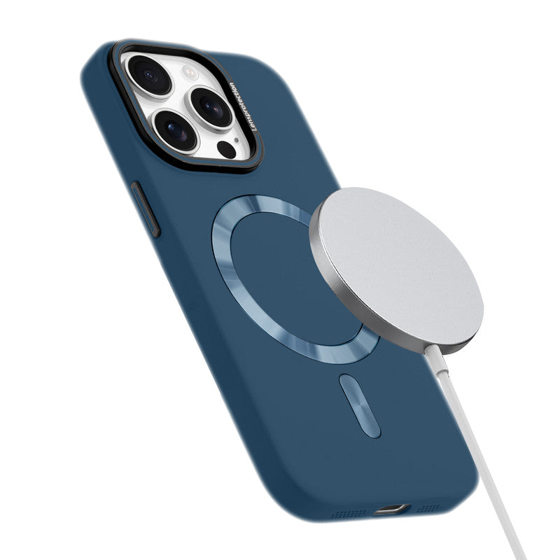 Smooth Silicone Finish Hard Back Wireless Charging Support Compatible Case for Apple iPhone 15 Pro With Camera Protection